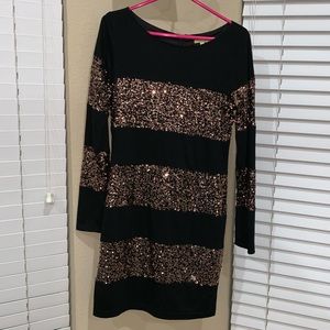Black & Gold Sequin Dress